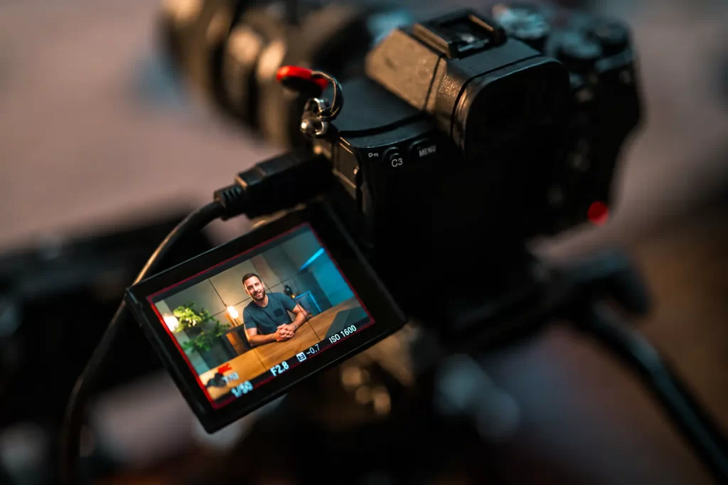 Camera recording KOL influencer video content creation.